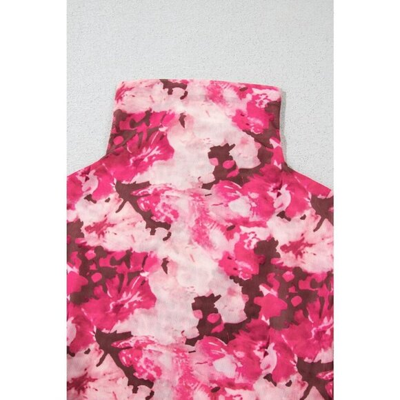 NWT FLORA Pink Floral Print Sheer Mesh Longsleeve - Picture 8 of 12